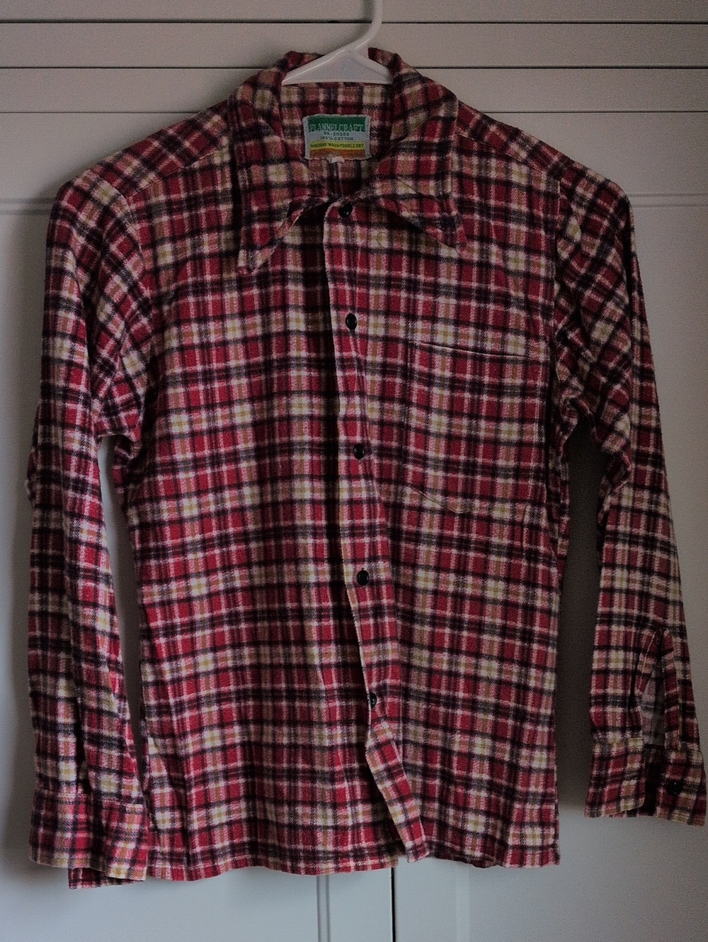 Vintage Red Plaid Button-Down Kids Shirt